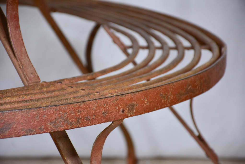 Rare round Arras plant stand with original patina and hoof feet 63¾"