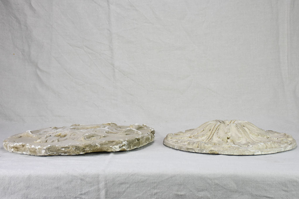 Two salvaged antique French plaster molds - round 18"