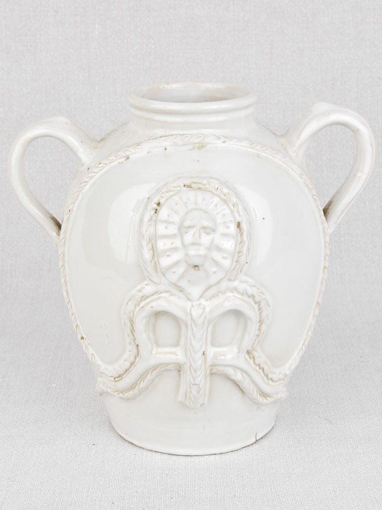 Vintage Émile Tessier vase with face motif 8¾"