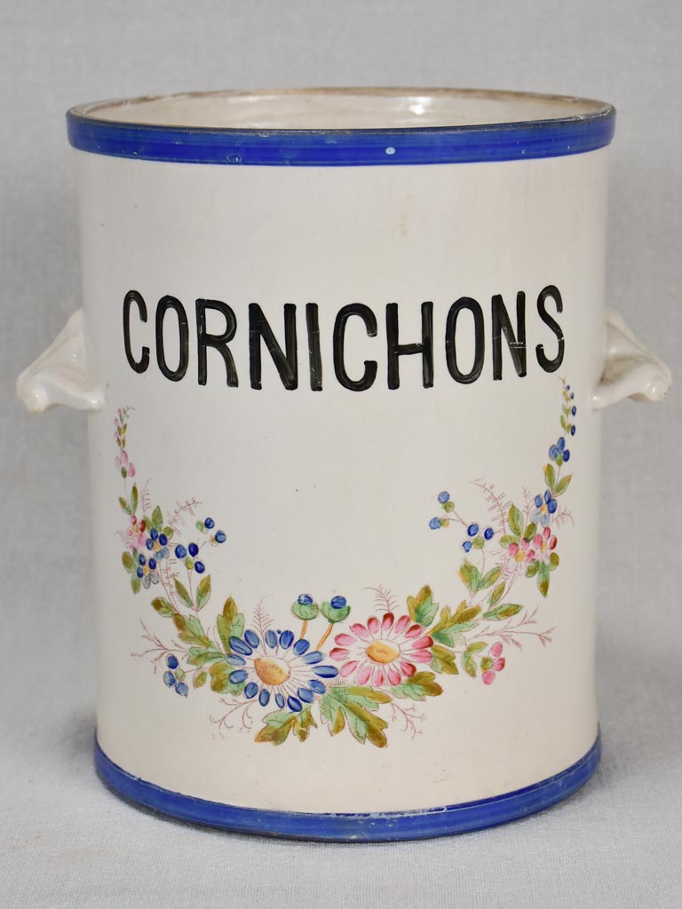 Early 20th-century cornichons pot 9½"