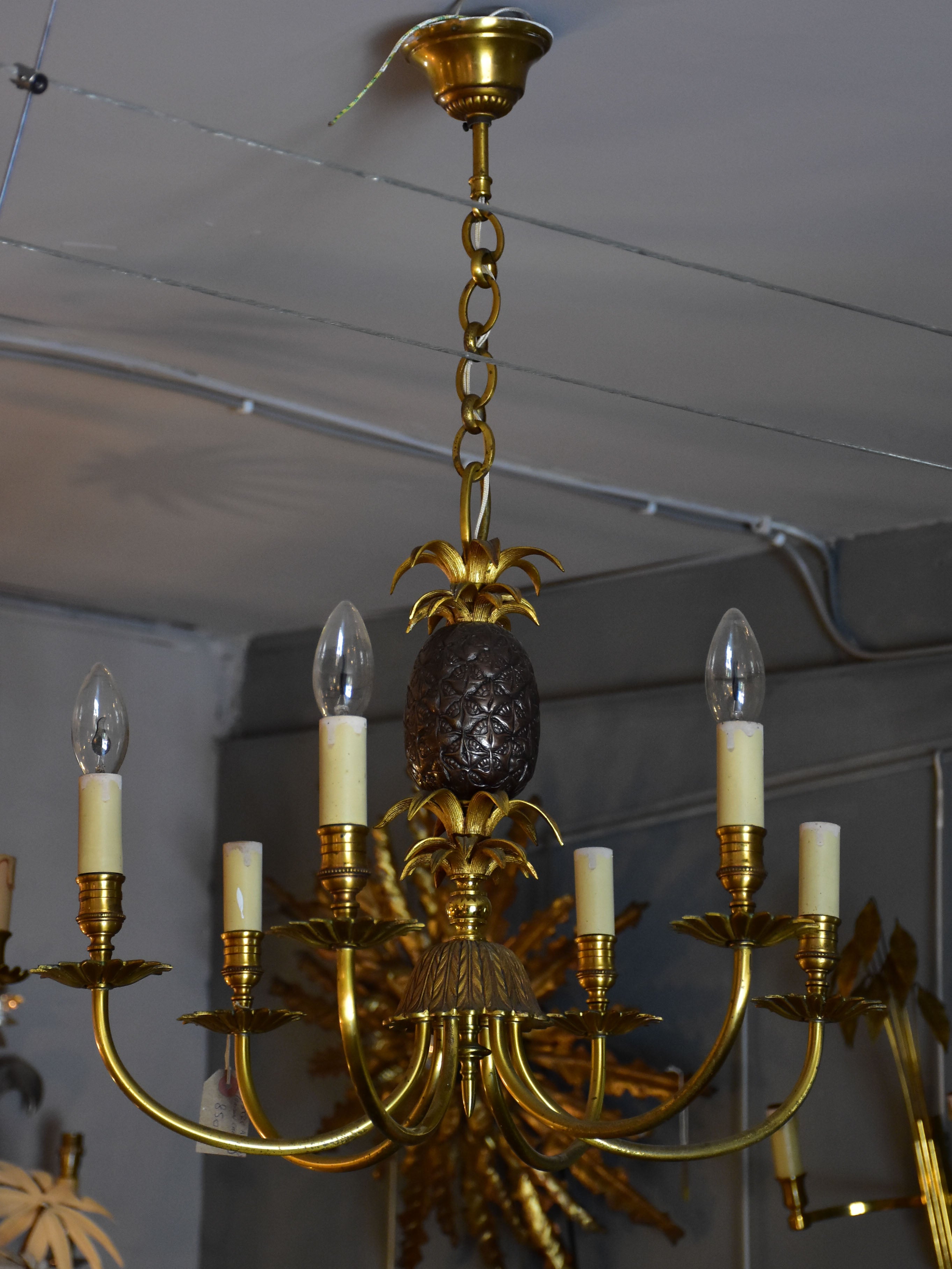 Vintage pineapple chandelier attributed to Maison Charles