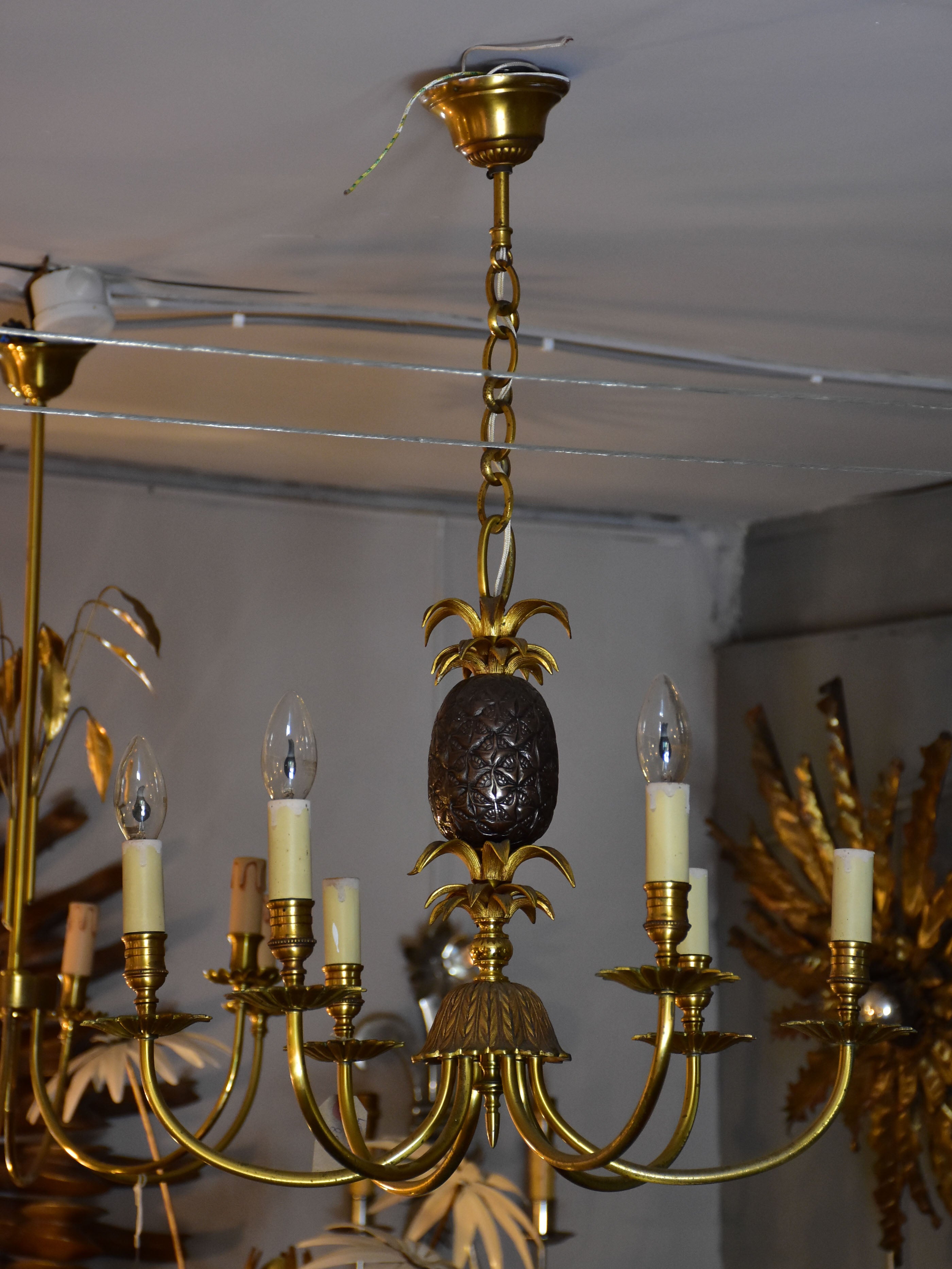 Vintage pineapple chandelier attributed to Maison Charles