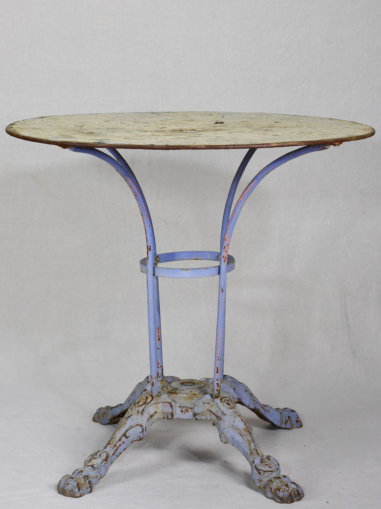 Vintage French garden table with light blue patina