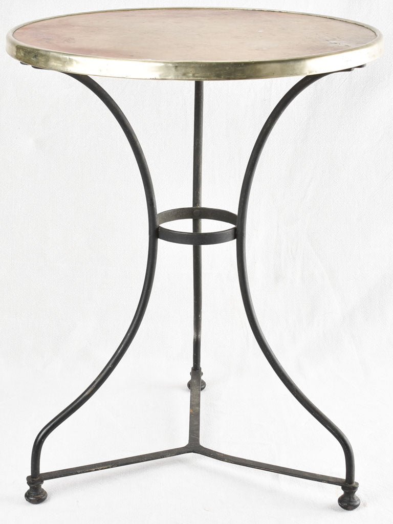 Antique French marble bistro table with wrought iron base