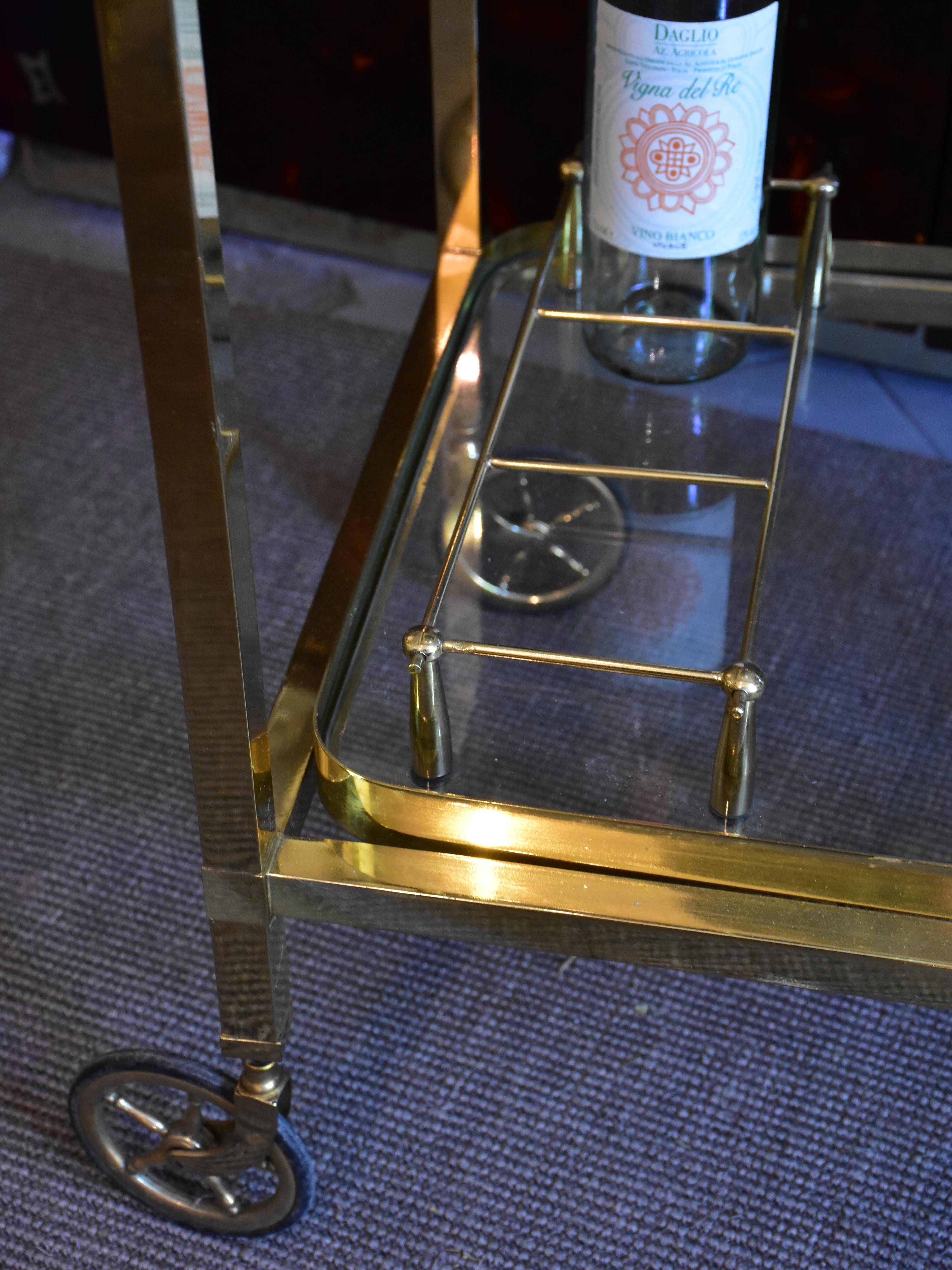 Vintage French bar cart with gold frame