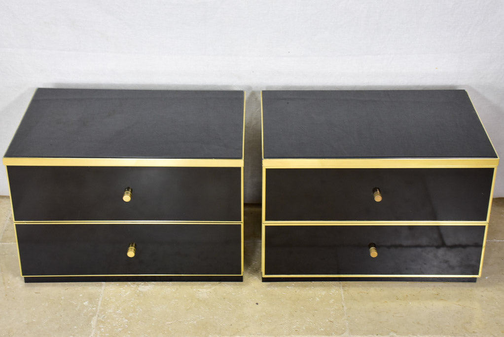 Pair of vintage Italian black lacquer nightstands with two drawers - Renato Zevi