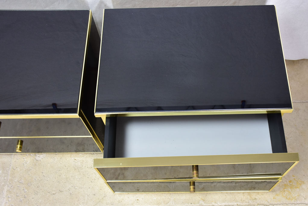 Pair of vintage Italian black lacquer nightstands with two drawers - Renato Zevi