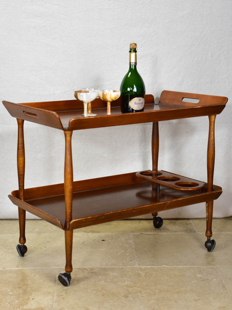 Vintage wooden 1960's bar cart