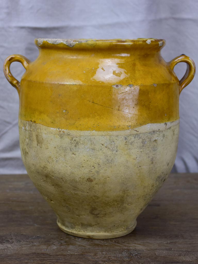 Large French confit pot with ochre glaze 11½"