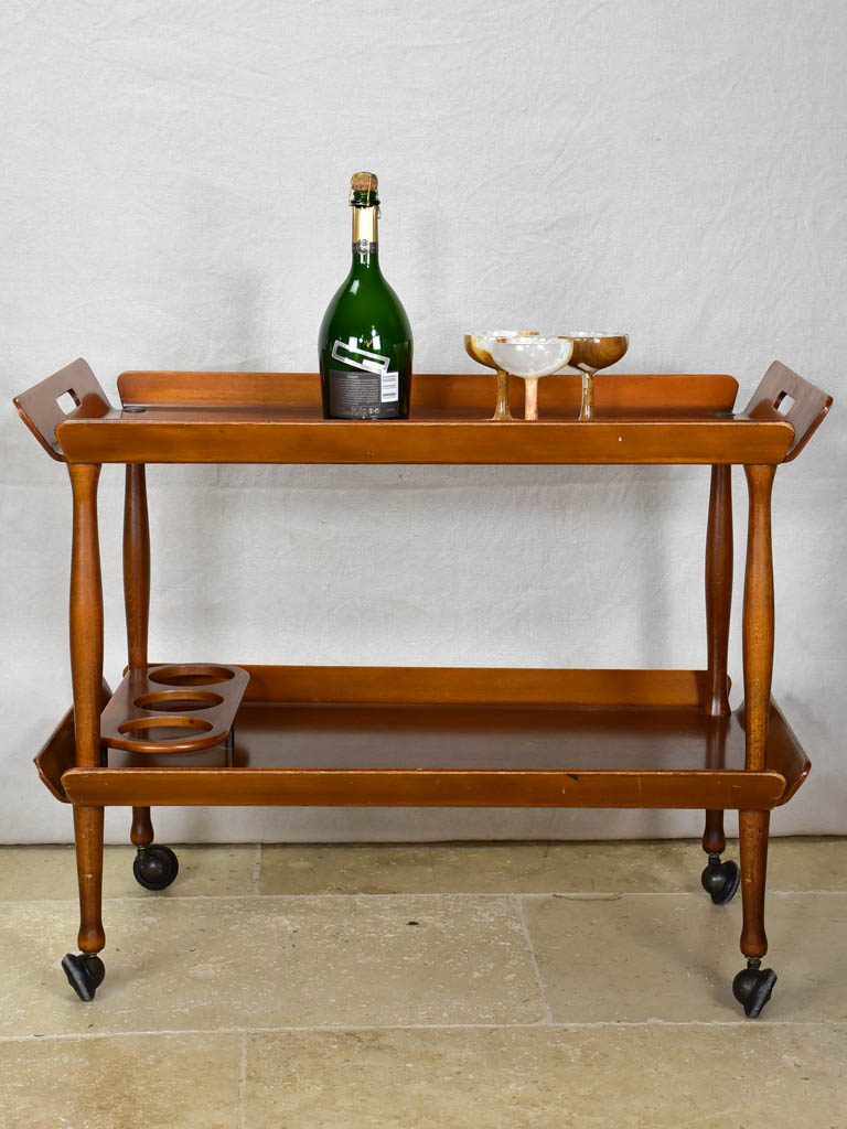 1960s era nostalgic wooden bar cart