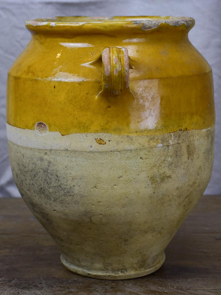 Large French confit pot with ochre glaze 11½"