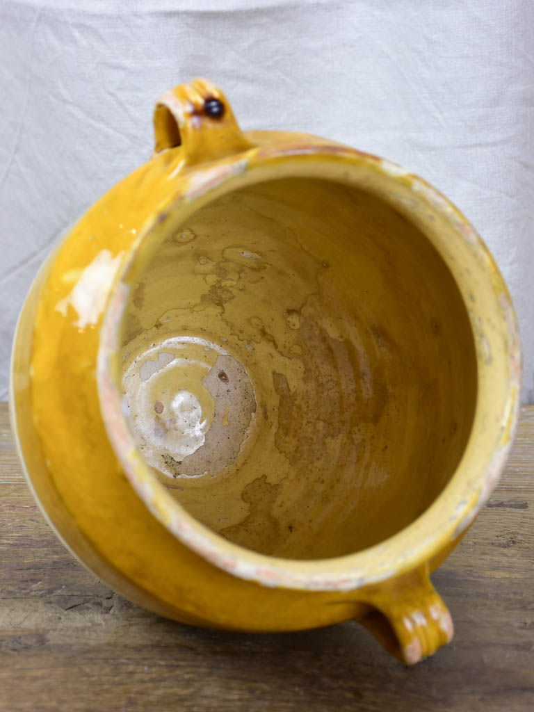 Large French confit pot with ochre glaze 11½"