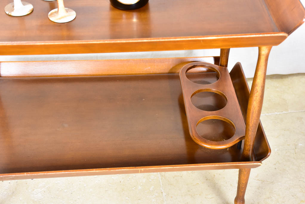 Classic wooden bar cart with holders