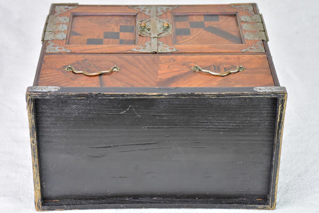 Antique French marquetry jewelry box with drawers