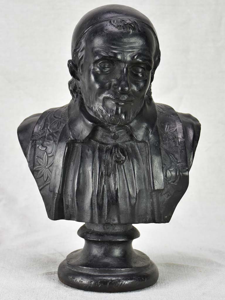 Antique French bust Saint Vincent de Paul - cast iron 12¼"