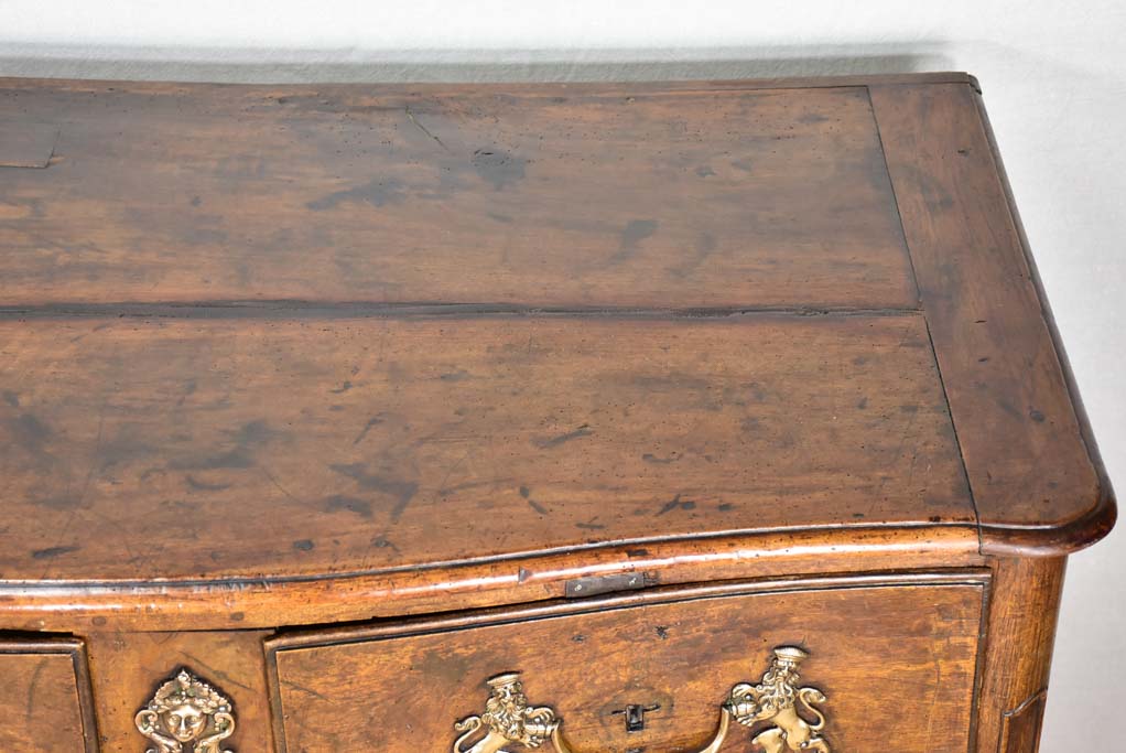 18th Century French oak and walnut commode - 4 drawers bronze hardware 46½"