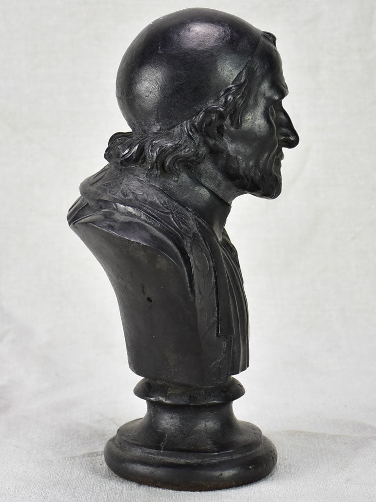 Antique French bust Saint Vincent de Paul - cast iron 12¼"