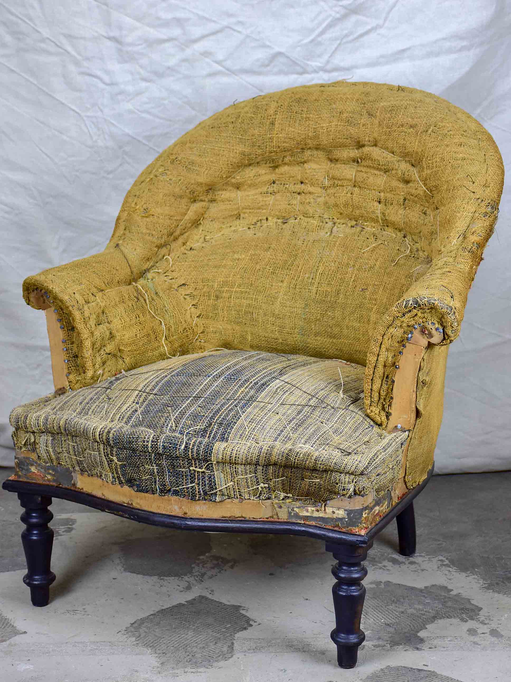 19th Century Napoleon III 'toad' armchair