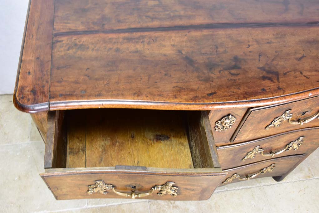 18th Century French oak and walnut commode - 4 drawers bronze hardware 46½"