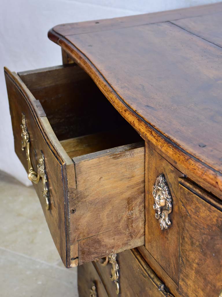 18th Century French oak and walnut commode - 4 drawers bronze hardware 46½"