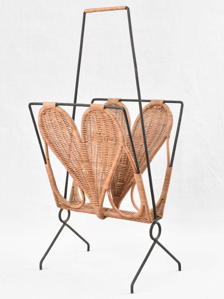 Vintage wicker magazine stand