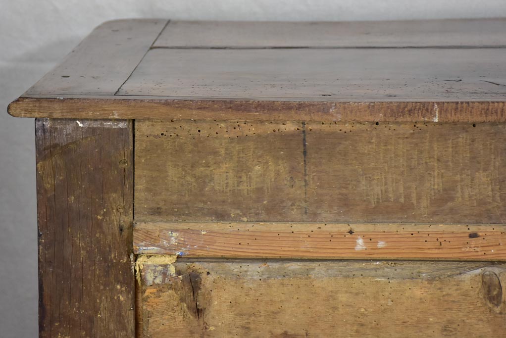 18th Century French oak and walnut commode - 4 drawers bronze hardware 46½"