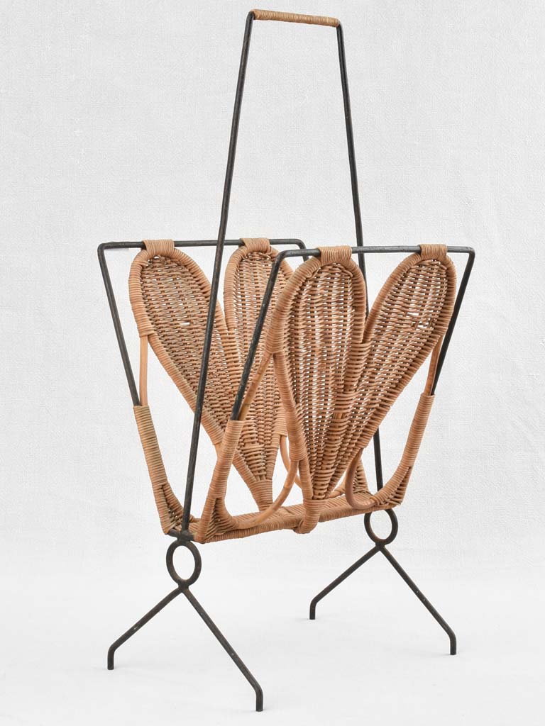 Vintage wicker magazine stand