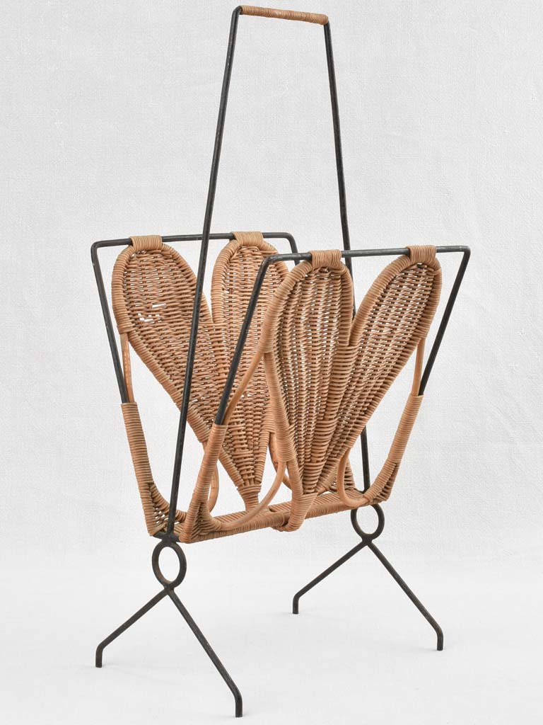 Vintage wicker magazine stand