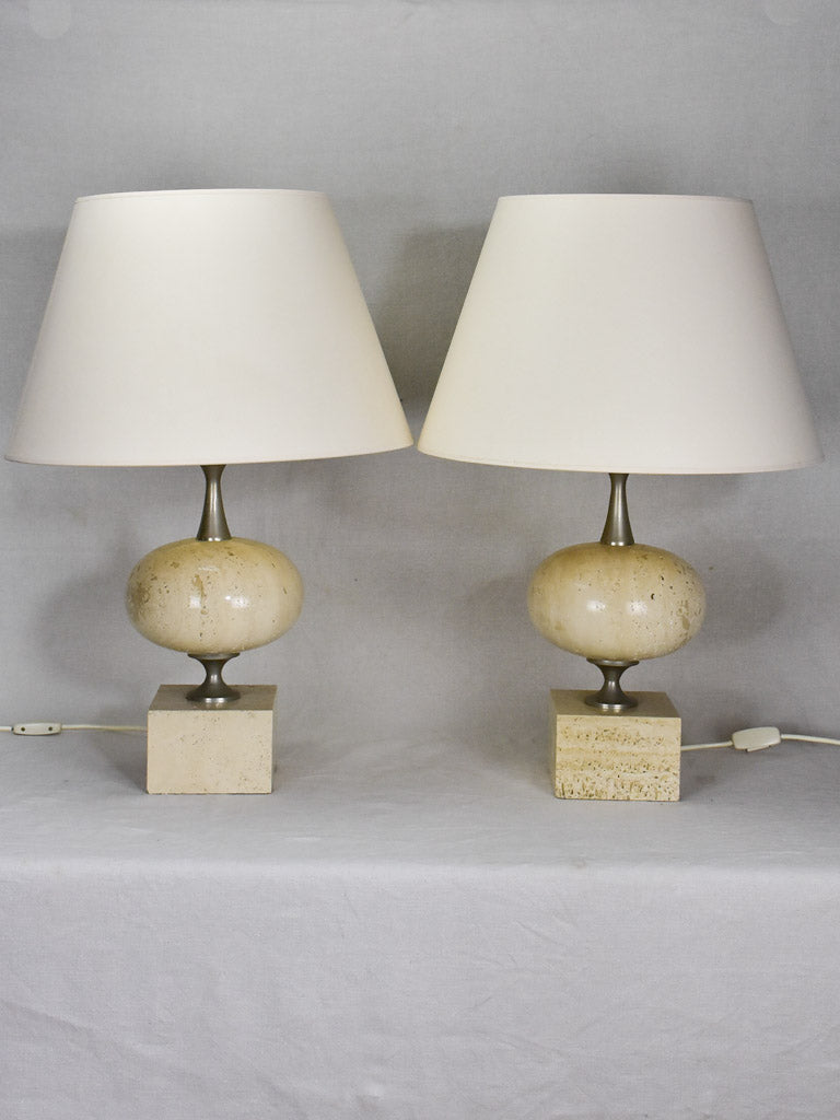 Pair of large Travertine table lamps from the 1970's - Barbier