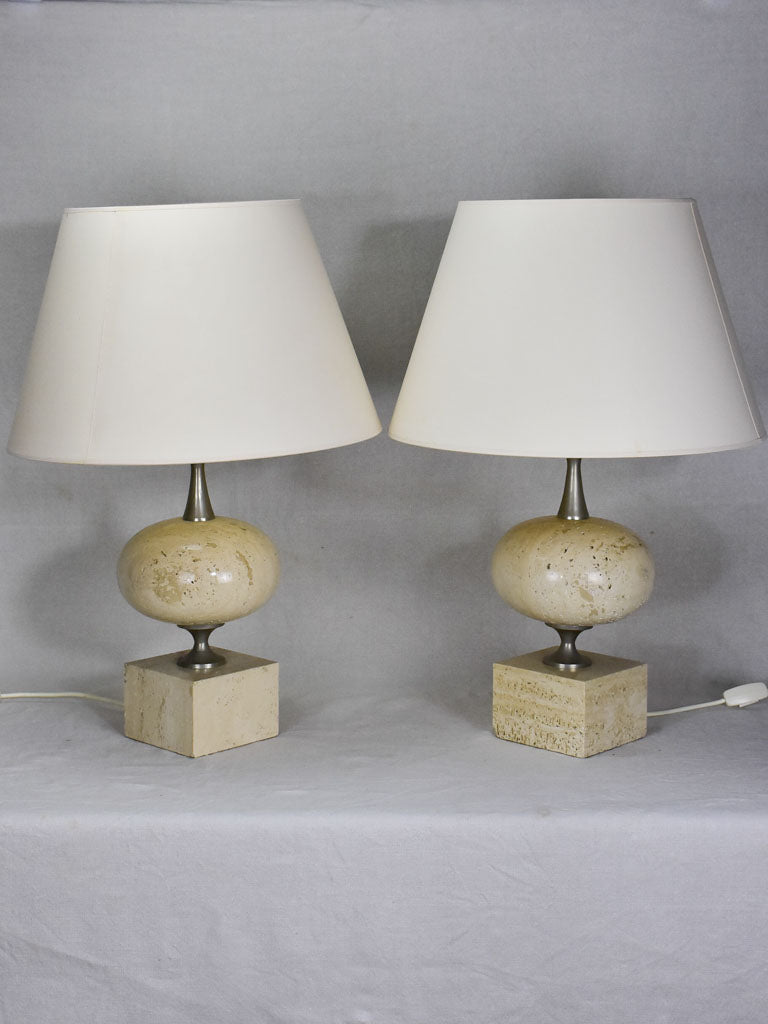 Pair of large Travertine table lamps from the 1970's - Barbier