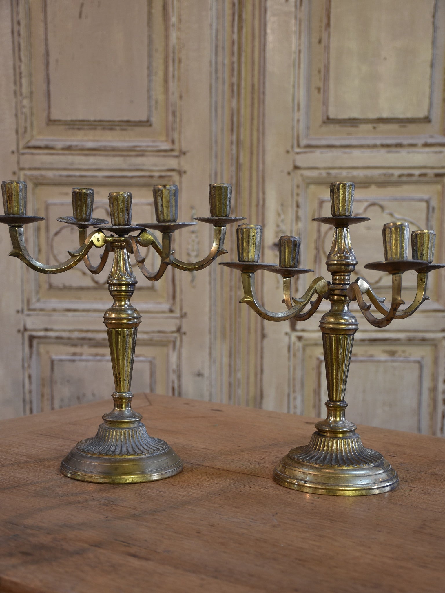 Two French vintage candlesticks – 5 branches