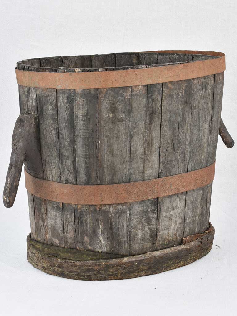 Antique Italian wooden grape harvest barrel