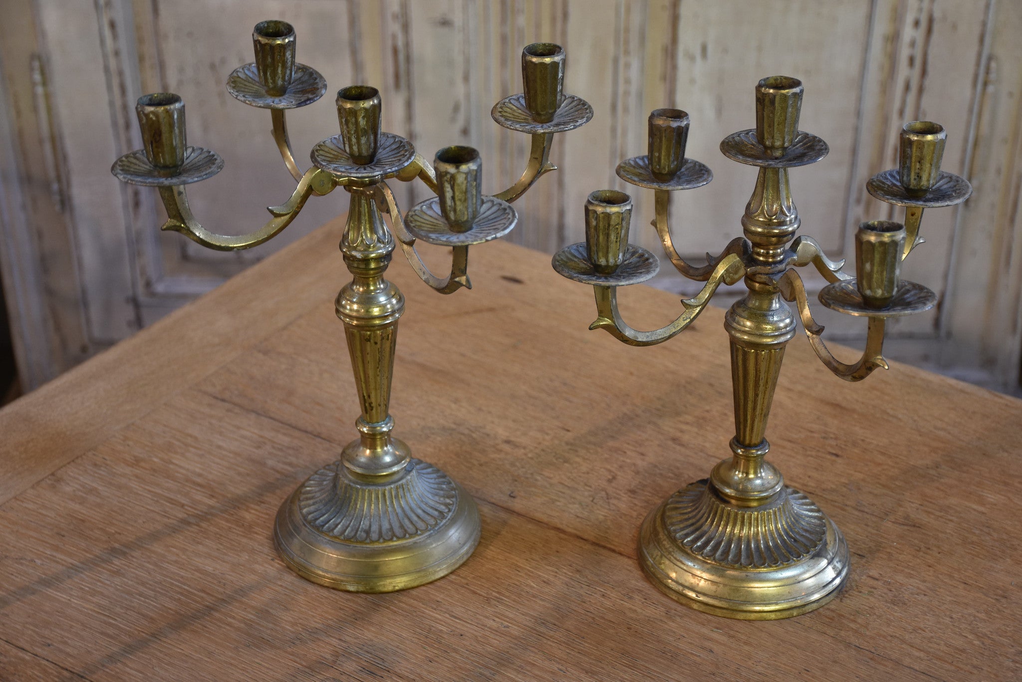 Two French vintage candlesticks – 5 branches