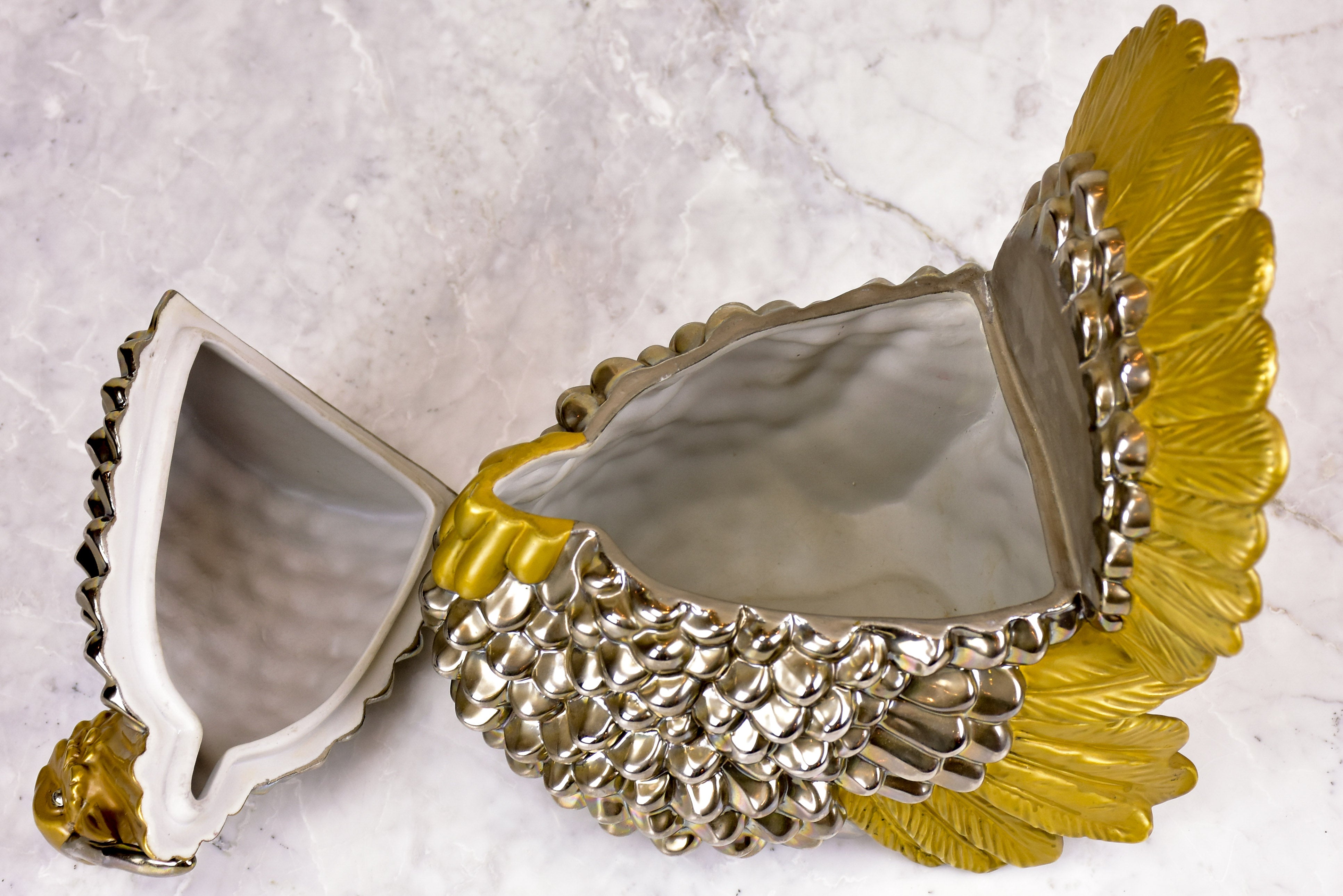 Vintage ceramic ice container in the shape of a turkey