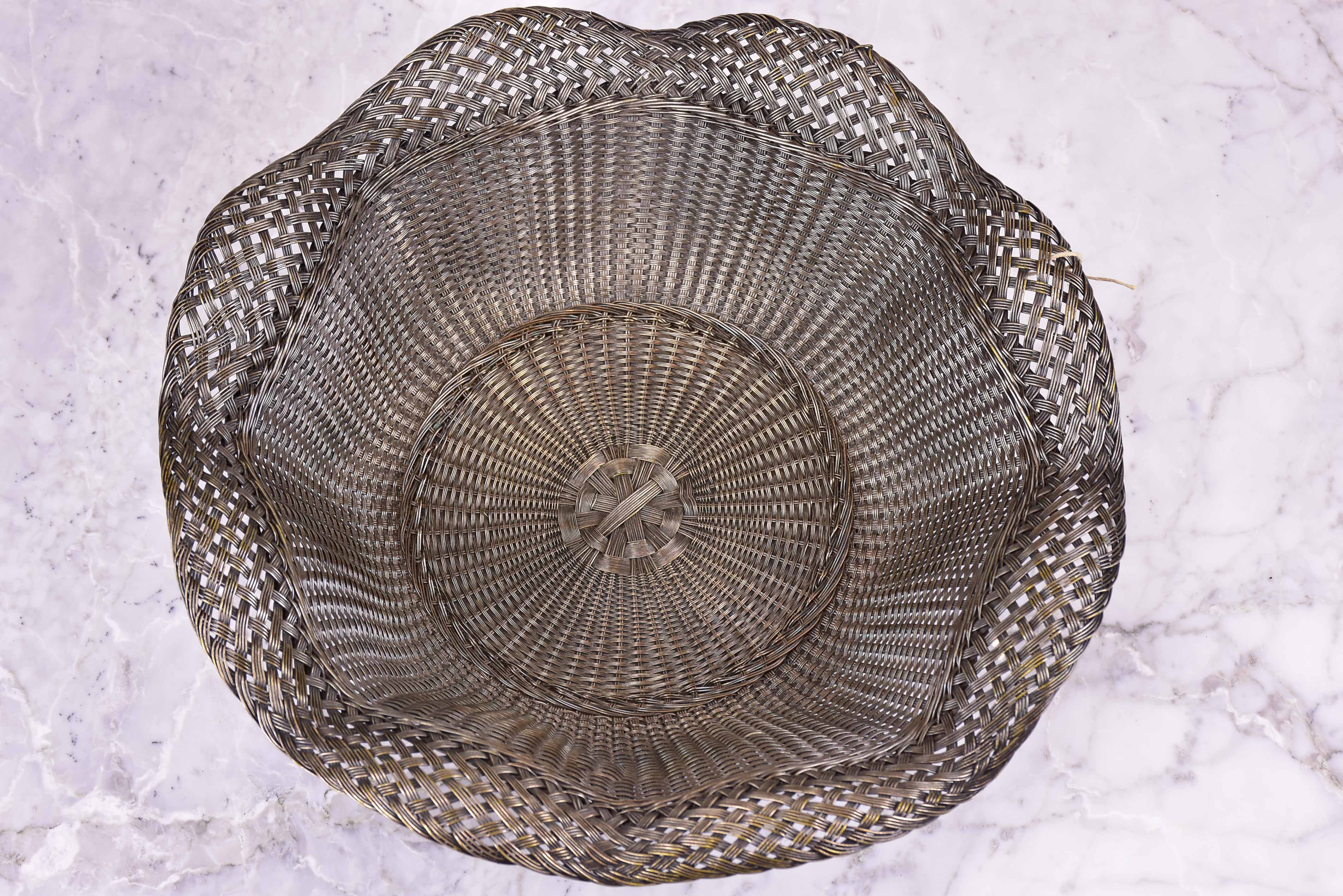 Mid-century silver plated woven bowl