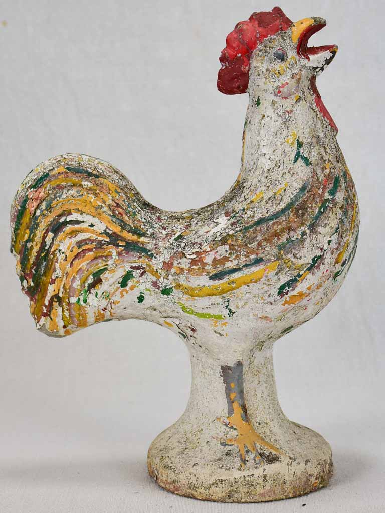 1960s sculpture of a crowing rooster 13½"