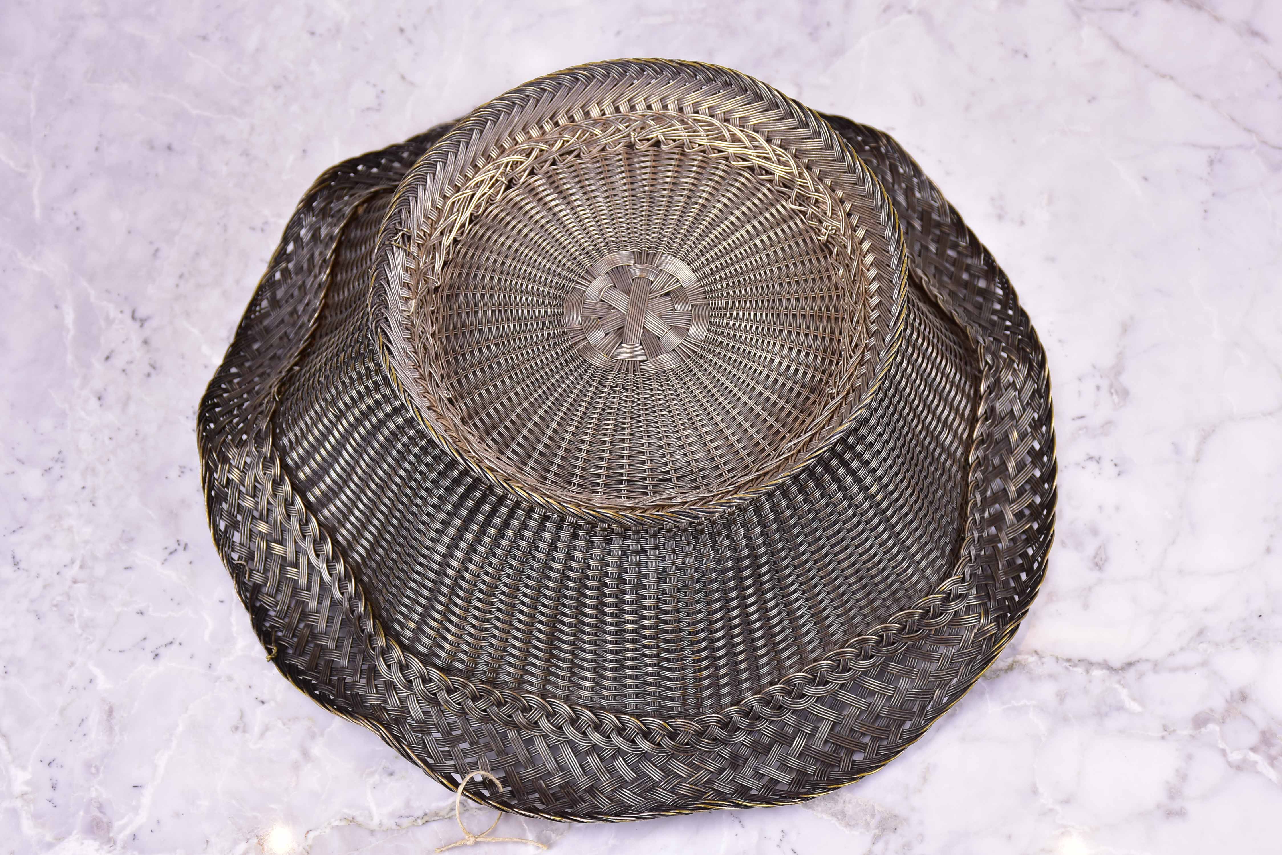 Mid-century silver plated woven bowl