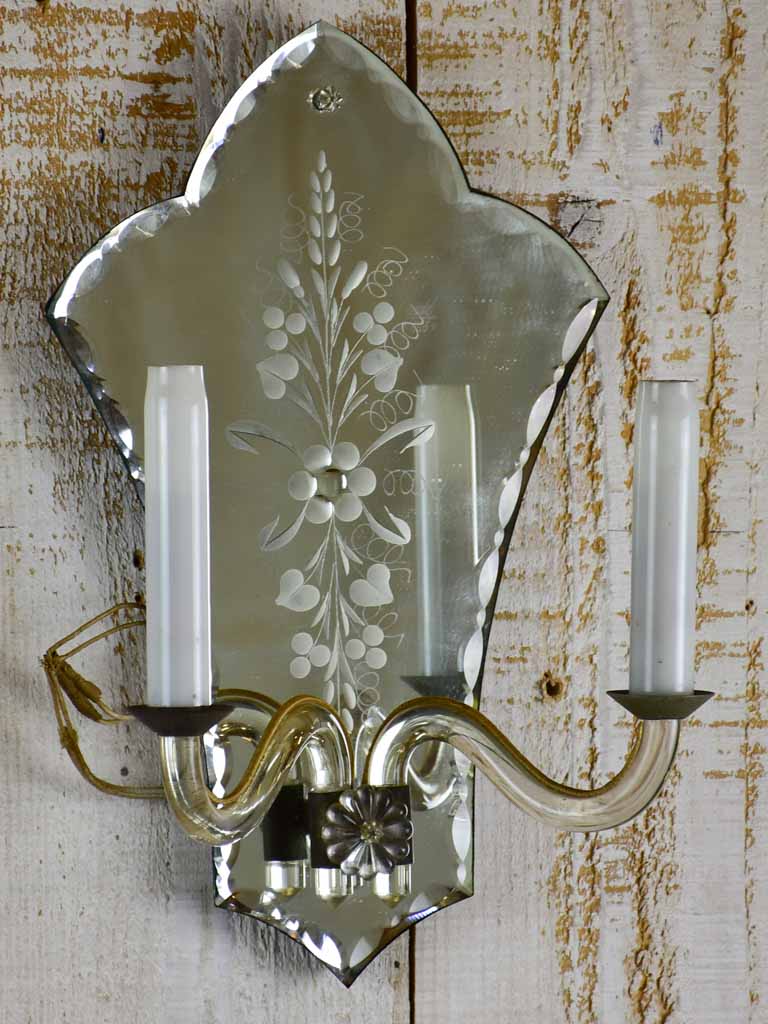 Pair of Venetian style mirrored wall sconces