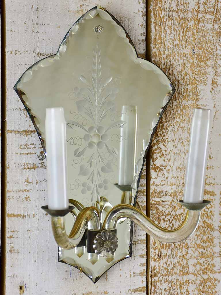 Pair of Venetian style mirrored wall sconces