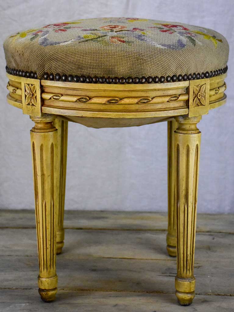 Louis XVI stool with cross stitch upholstery