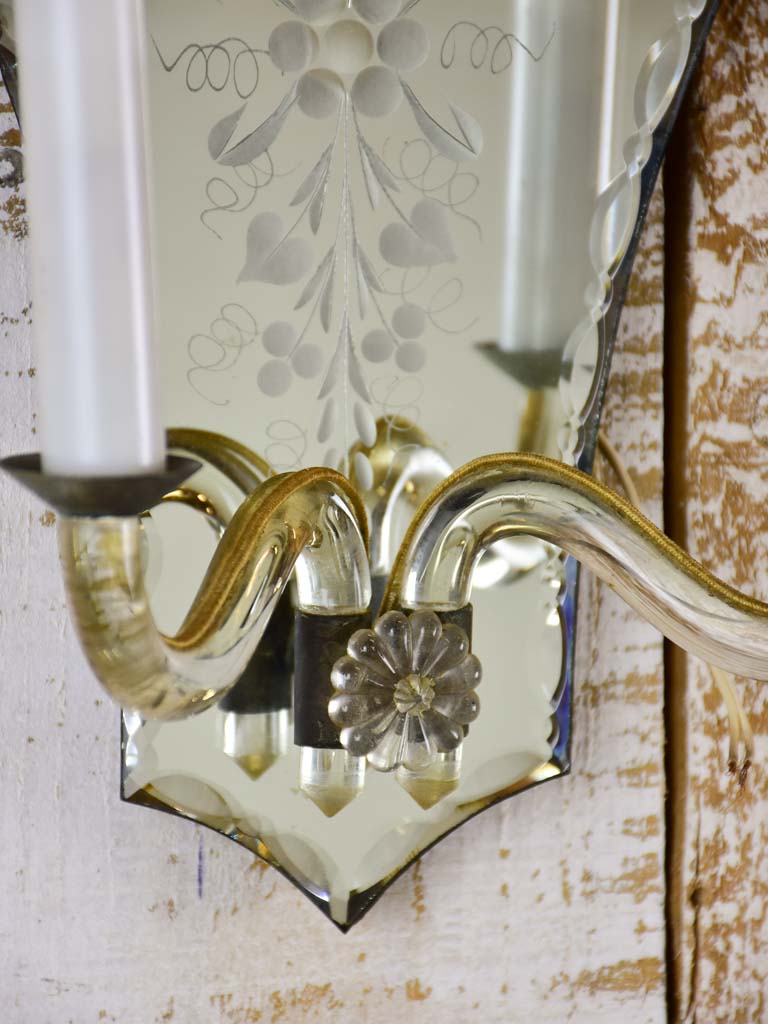 Pair of Venetian style mirrored wall sconces