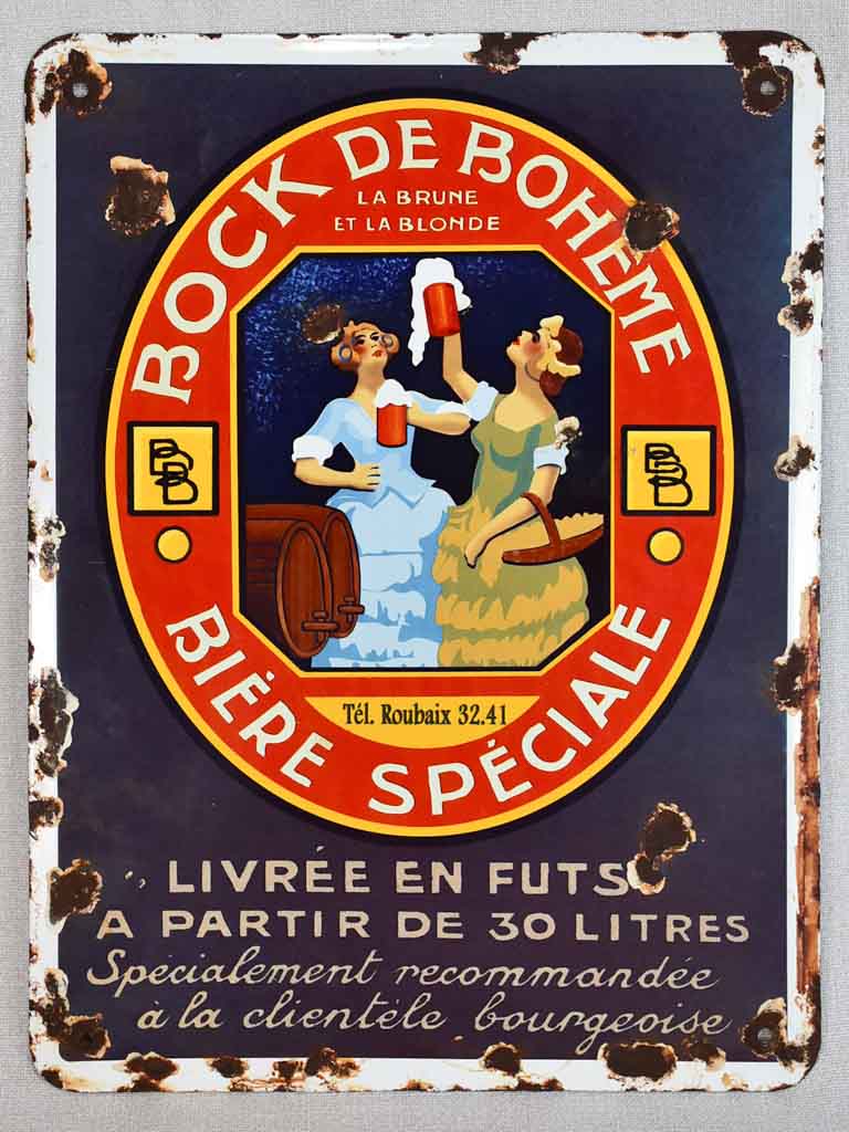 Vintage French sign - Bierre Boheme 11½" x 15"