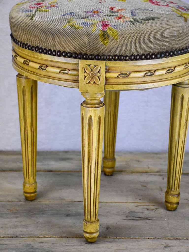 Louis XVI stool with cross stitch upholstery