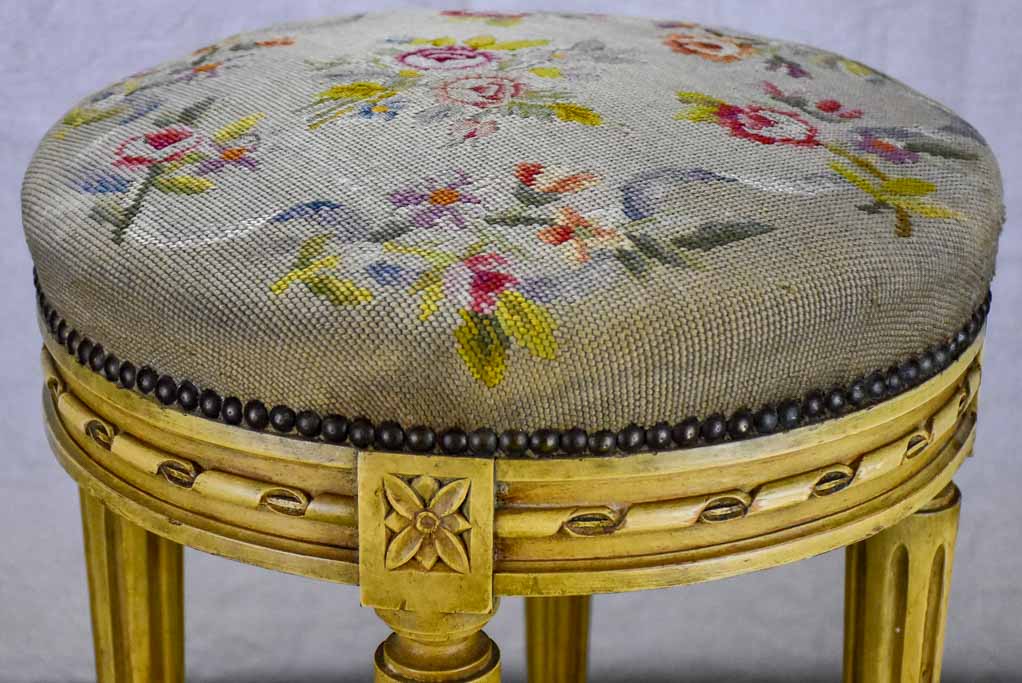 Louis XVI stool with cross stitch upholstery