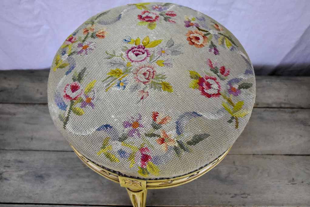 Louis XVI stool with cross stitch upholstery