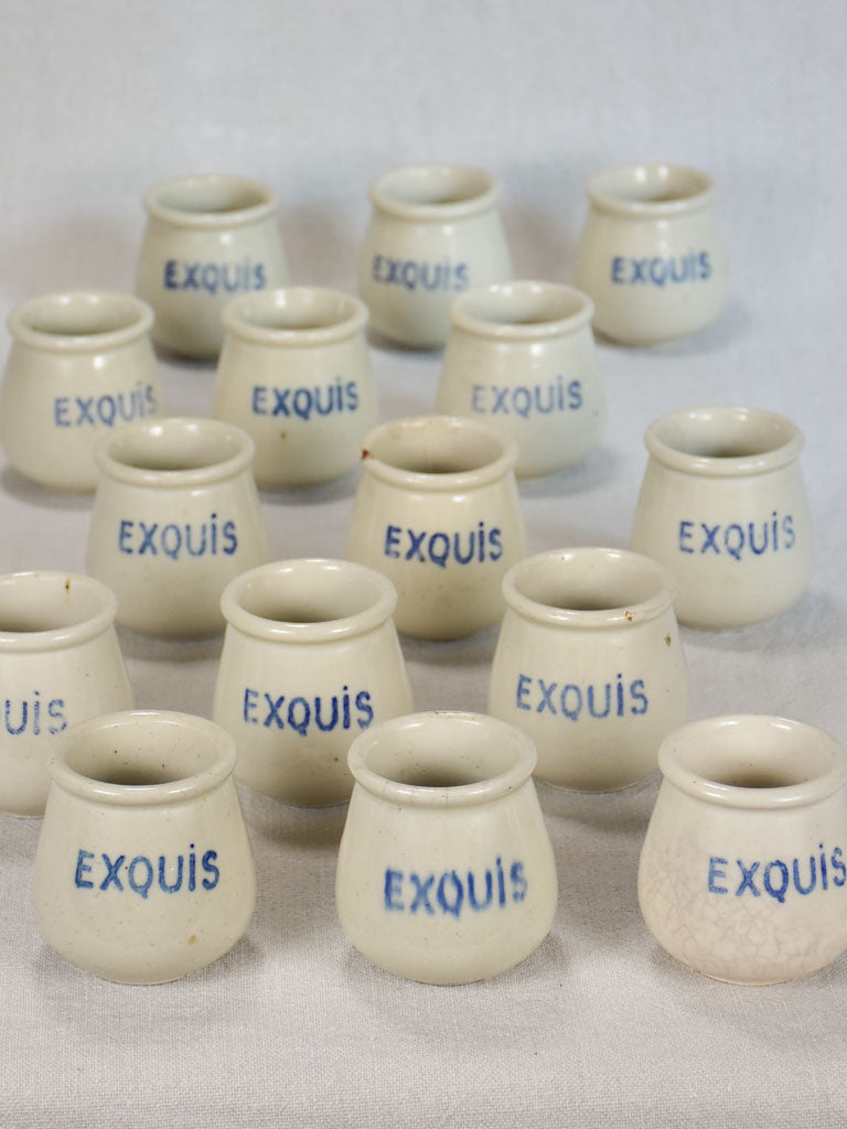 Collection of 15 Exquis yogurt pots 3½"