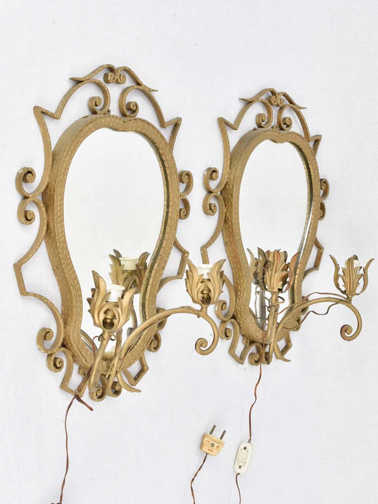 Vintage 1950s mirrored Luigi Colli sconces