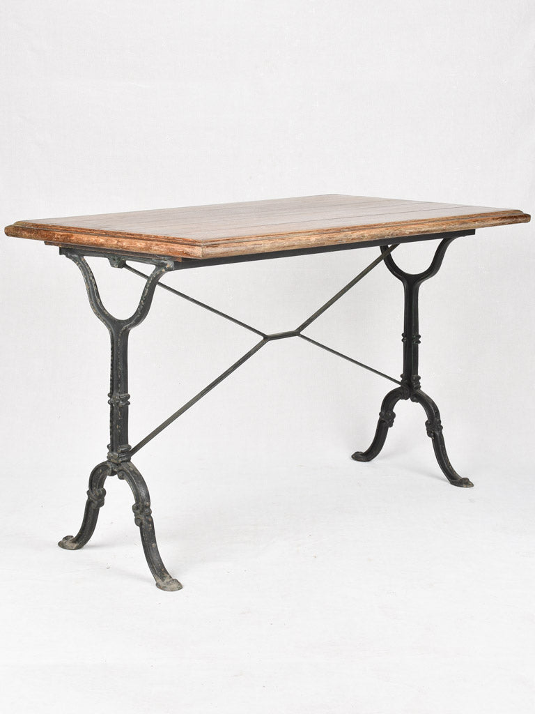 Antique French bistro table - natural timber with black legs – Chez Pluie