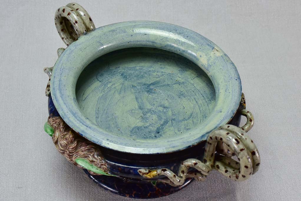 Rare nineteenth-century Palissy Barbontine bowl 11¾" - Achille Barbizet