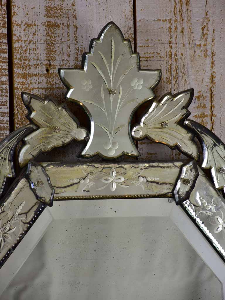 Vintage Venetian mirror with crest 20½" x 37½"